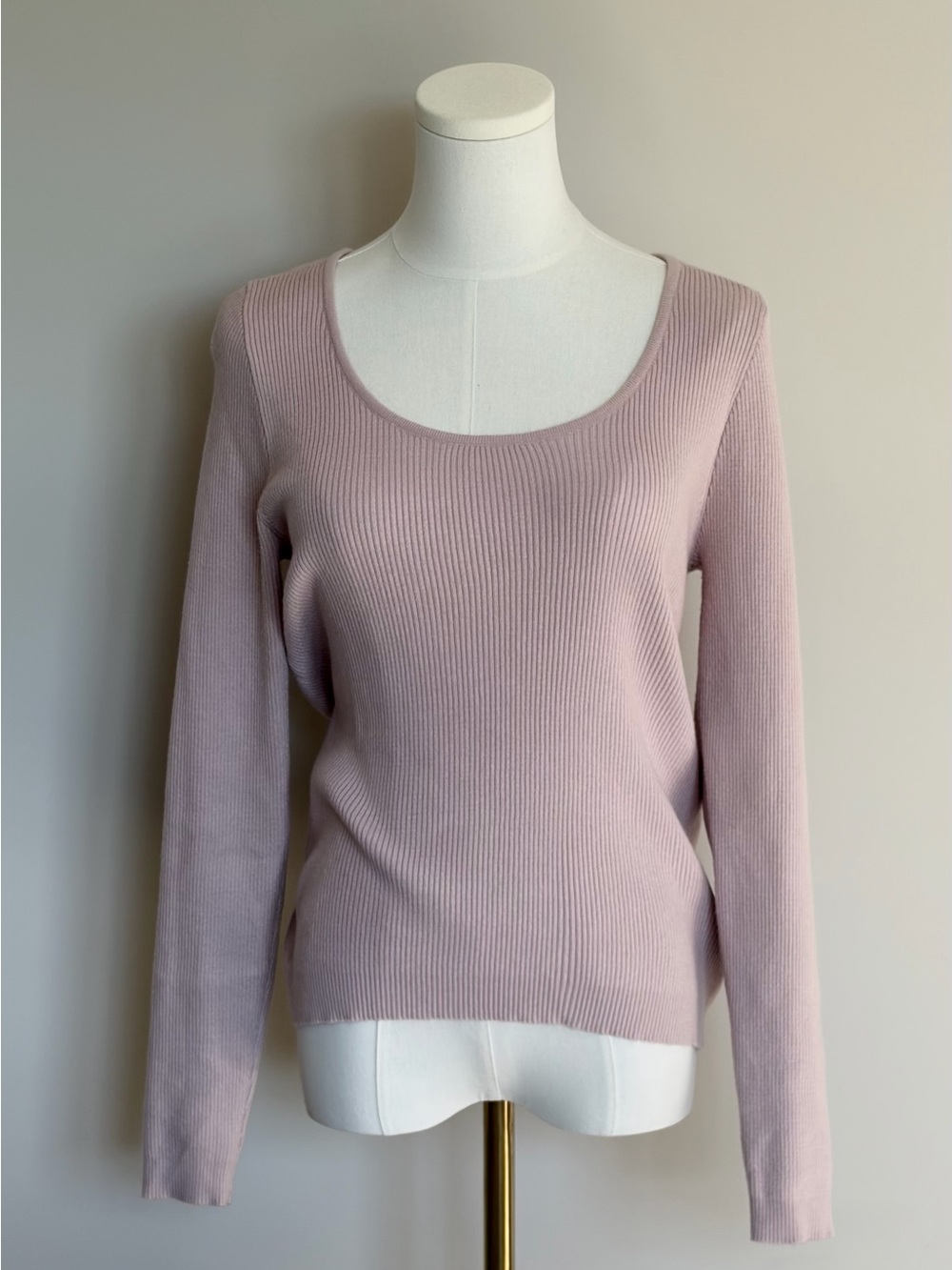 Express Scoop Neck Ribbed Sweater - Pale Mauve